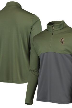 Men's Chicago White Sox Levelwear Olive Delta Pursue Quarter-Zip Jacket