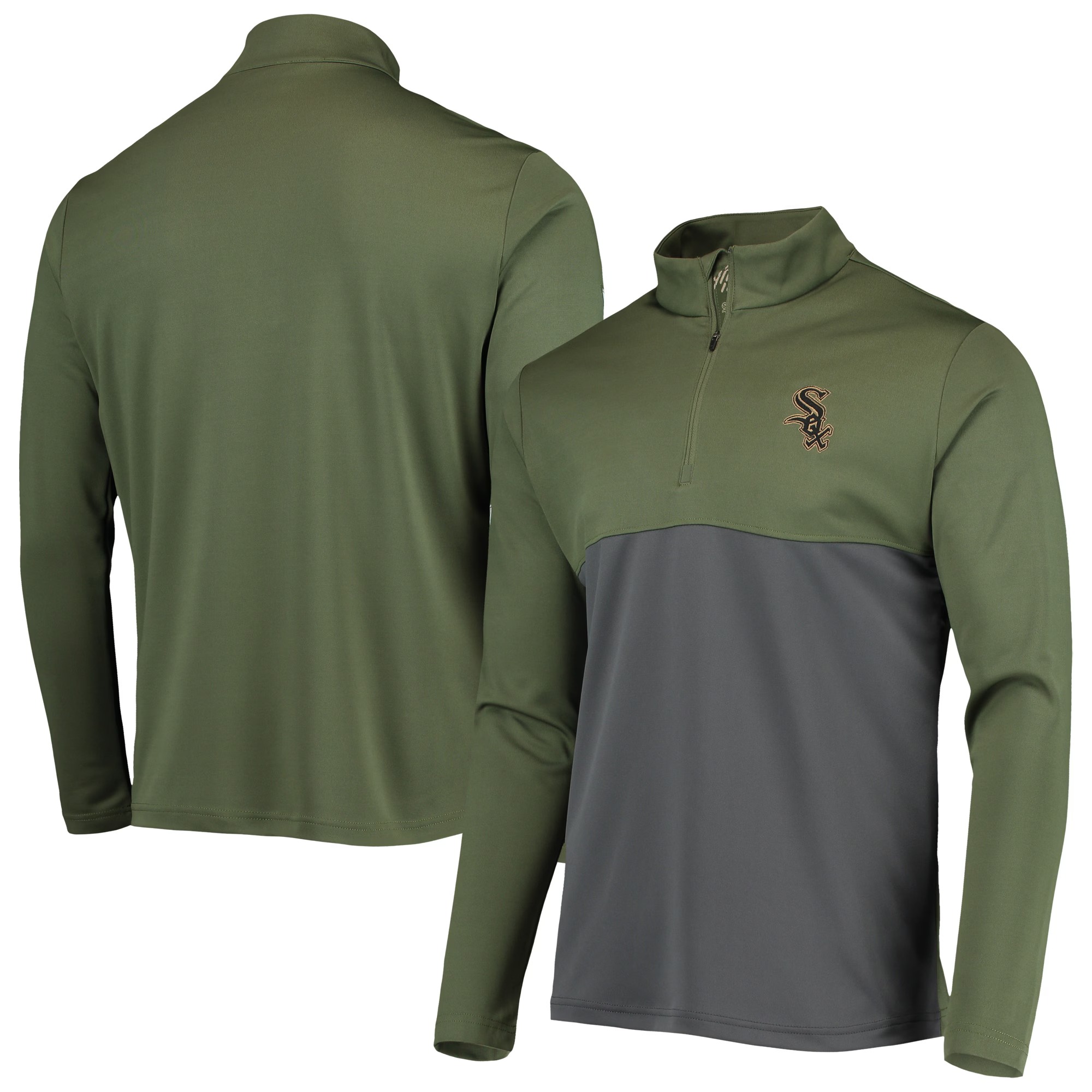 Men's Chicago White Sox Levelwear Olive Delta Pursue Quarter-Zip Jacket 1 Men's Chicago White Sox Levelwear Olive Delta Pursue Quarter-Zip Jacket