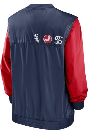 Men's Chicago White Sox Nike White/Navy Rewind Warmup V-Neck Pullover Jacket