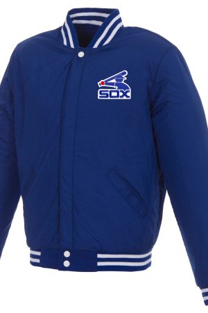 Men's Chicago White Sox JH Design Royal/White Reversible Full-Snap Fleece Jacket