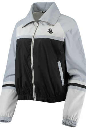 Women's Chicago White Sox The Wild Collective Black Colorblock Track Raglan Full-Zip Jacket