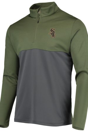 Men's Chicago White Sox Levelwear Olive Delta Pursue Quarter-Zip Jacket