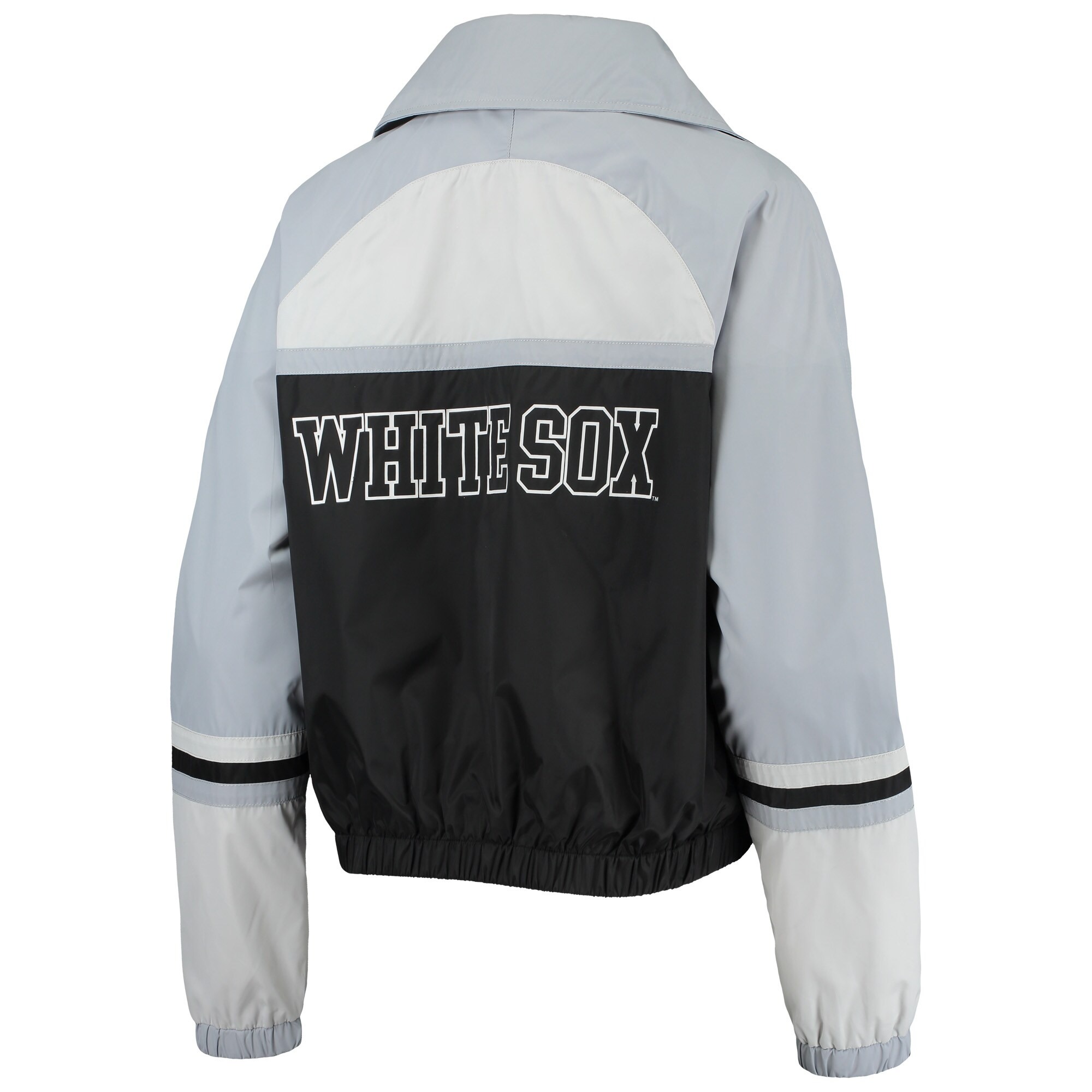 Women's Chicago White Sox The Wild Collective Black Colorblock Track Raglan Full-Zip Jacket 2 Women's Chicago White Sox The Wild Collective Black Colorblock Track Raglan Full-Zip Jacket - Image 2