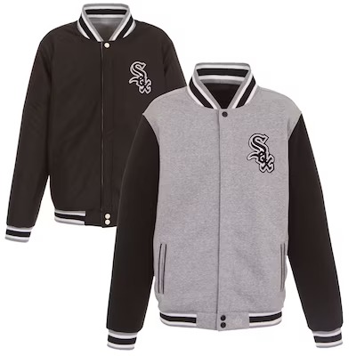 Men's Chicago White Sox JH Design Black/White Big & Tall Wool & Leather Jacket 1 Men's Chicago White Sox JH Design Black/White Big & Tall Wool & Leather Jacket
