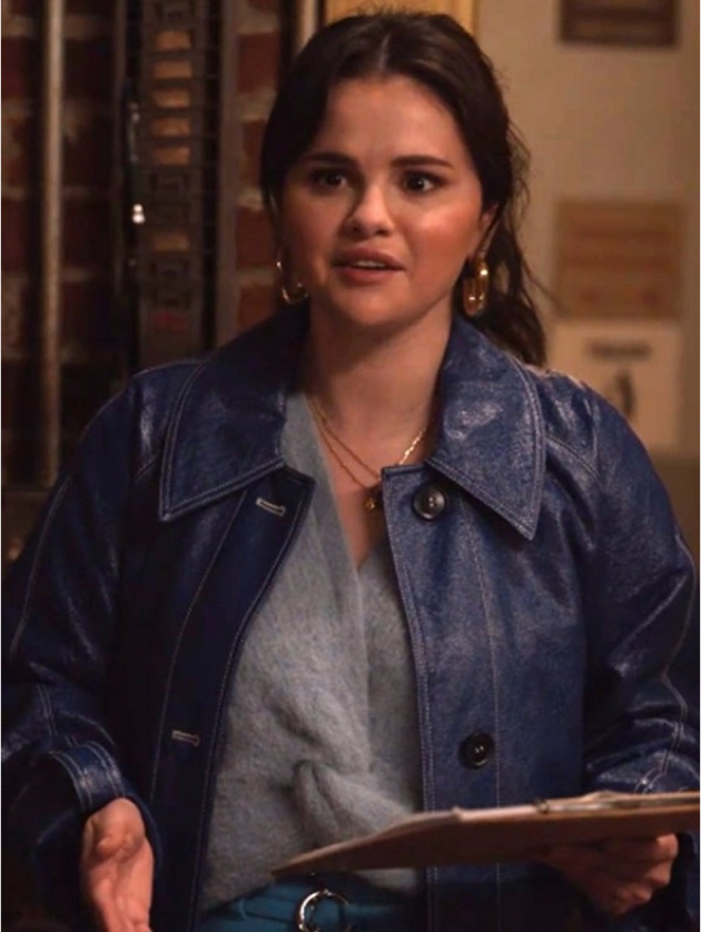 Only Murders in the Building S03 Selena Gomez Blue Leather Coat 1 Only Murders in the Building S03 Selena Gomez Blue Leather Coat