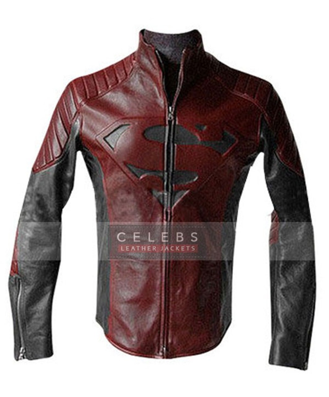 Superman Smallville Mens Leather Jacket 1 Superman Smallville Mens Black & Maroon Jacket | CLJ