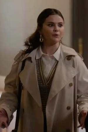 Only Murders In the Building S03 Selena Gomez White Trench Coat