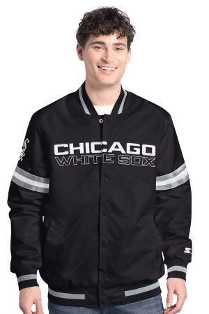 Men's Chicago White Sox Starter Black Scout Full-Snap Varsity Jacket
