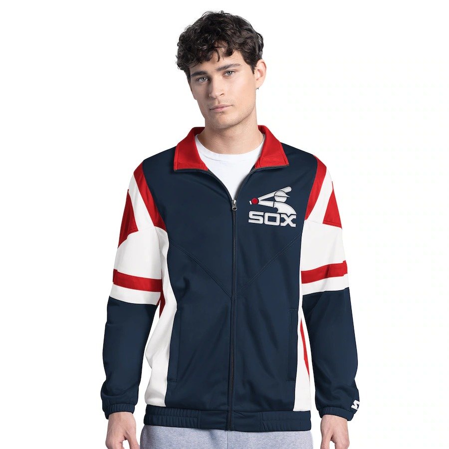 Men's Chicago White Sox Starter Navy/Red Contender Tricot Full-Zip Track Jacket 3 Men's Chicago White Sox Starter Navy/Red Contender Tricot Full-Zip Track Jacket - Image 3