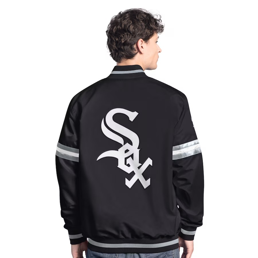 Men's Chicago White Sox Starter Black Scout Full-Snap Varsity Jacket 2 Men's Chicago White Sox Starter Black Scout Full-Snap Varsity Jacket