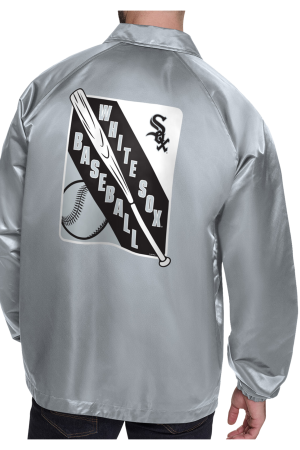 Men's Chicago White Sox Starter Gray Shield Logo Raglan Coaches Full-Snap Jacket