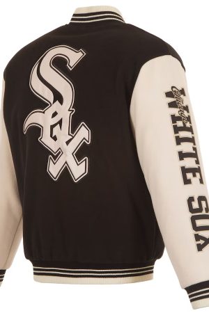 Men's Chicago White Sox JH Design Black Reversible Wool Full-Zip Jacket