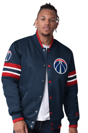 Men's Washington Wizards Starter Navy Scout Varsity Satin Full-Snap Jacket