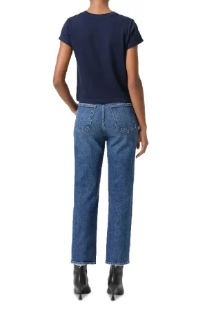 90s Pinch Waist High Rise Ankle Straight Jeans in Solace