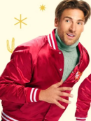 Andrew Walker Jingle Bell Run Red Bomber Jacket