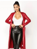 Ariana Grande Red Leather Robe Coat