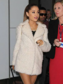Ariana Grande White Faux Fur Coat