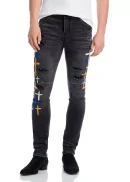 Bryant Distressed Skinny Jeans in Charcoal Drift