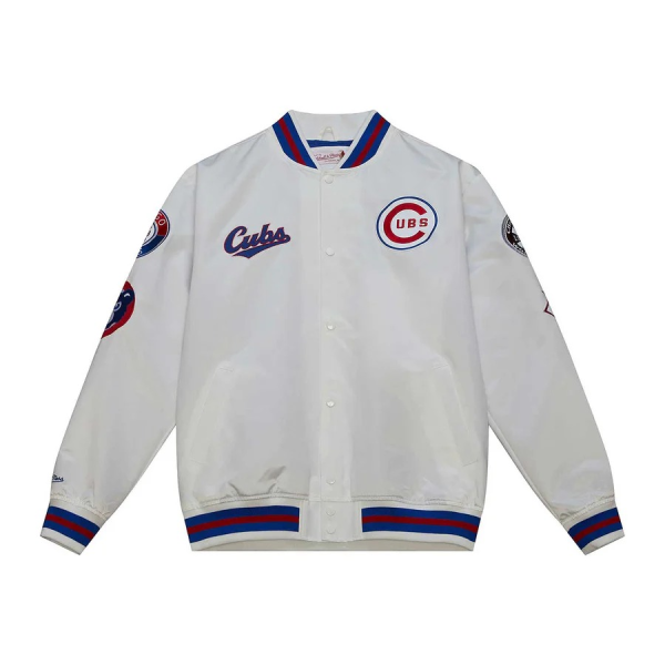 Chicago Cubs City Collection White Satin Jacket 1 Chicago Cubs City Collection White Satin Jacket