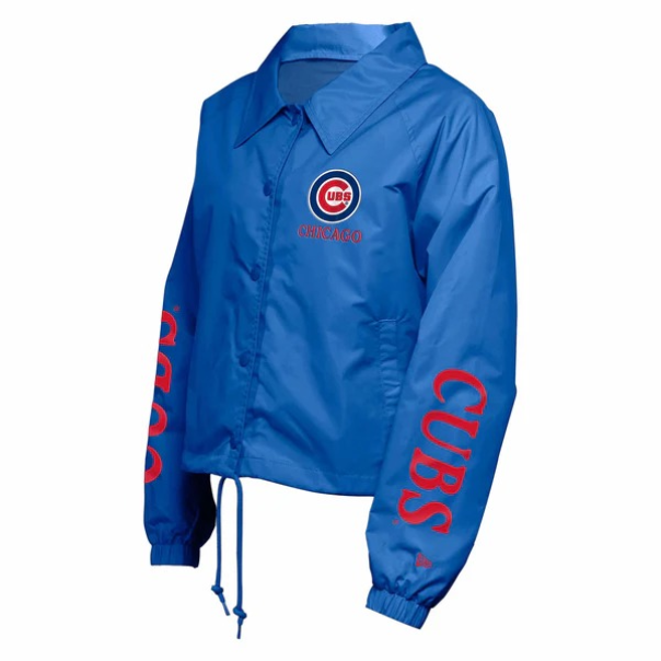 Chicago Cubs Women's New Era Royal Blue Button Up Wind Breaker 1 Chicago Cubs Women's New Era Royal Blue Button Up Wind Breaker