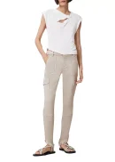 Duran Asymmetrical Hem Skinny Cargo Jeans in Cream White