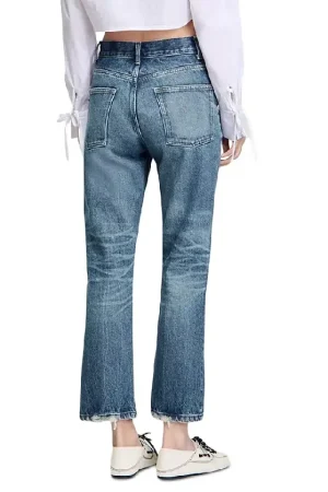Faded High Rise Jeans in Blue Jean