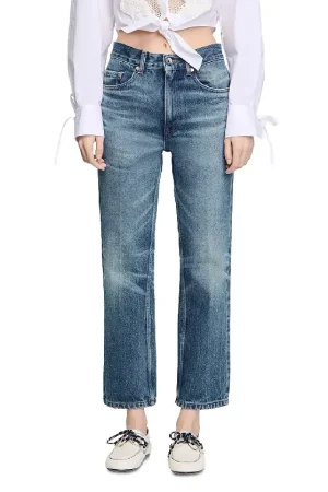 Faded High Rise Jeans in Blue Jean