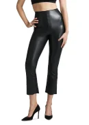 Faux Leather Cropped Flare Leggings