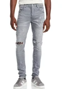 Gray Knee Slit Skinny Jeans