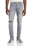Gray Knee Slit Skinny Jeans