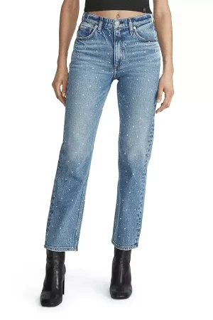 Harlow Embellished Straight Jeans in Everly Jewel