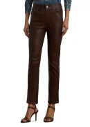High Rise Lambskin Straight Ankle Pant