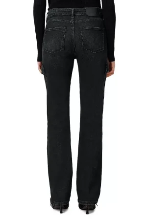 Hollis Cargo Bootcut Jeans in Washed Black