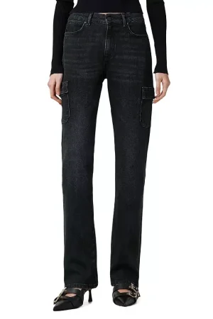 Hollis Cargo Bootcut Jeans in Washed Black