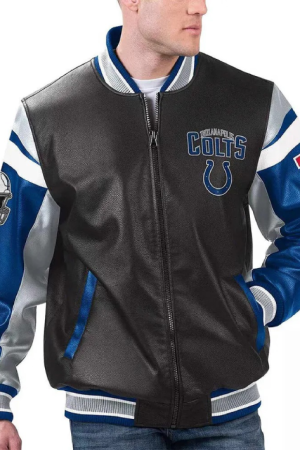 Indianapolis Colts Black Varsity Full-Zip Leather Jacket
