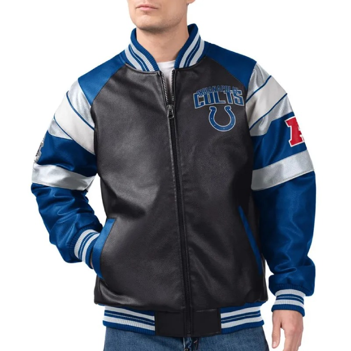 Indianapolis Colts G-III Faux Varsity Leather Jacket 1 Indianapolis Colts G-III Faux Varsity Leather Jacket