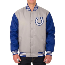 Indianapolis Colts GrayRoyal Poly Twill Varsity Jacket