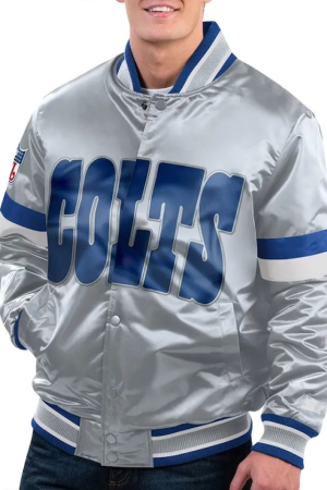 Indianapolis Colts Gridiron Classics Home Game Gray Satin Jacket