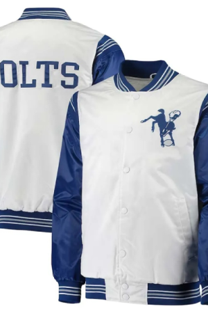 Indianapolis Colts Historic Logo Renegade Satin WhiteRoyal Jacket