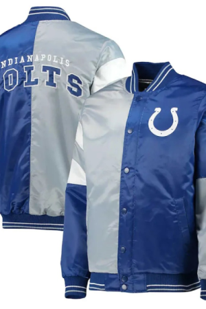 Indianapolis Colts Leader Varsity RoyalGray Satin Jacket