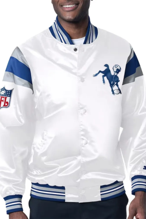 Indianapolis Colts Midweight White Satin Jacket