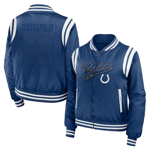 Indianapolis Colts Royal Bomber Full-Zip Jacket 1 Indianapolis Colts Royal Bomber Full-Zip Jacket