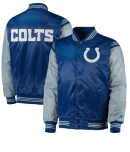 Indianapolis Colts Starter Satin Grey and Blue Jacket