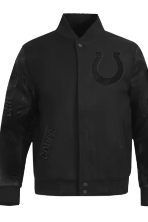 Indianapolis Colts Triple Black Varsity WoolLeather Jacket