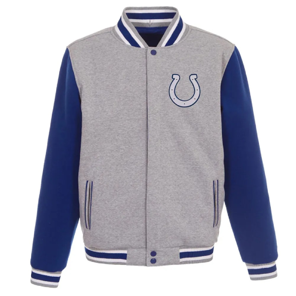 Indianapolis Colts Varsity Royal and Gray Wool Jacket 1 Indianapolis Colts Varsity Royal and Gray Wool Jacket