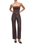 Karmine Refined Wide Leg SculptSystem High Rise Coated Jeans in Fig Coated