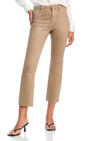 Kendra High Rise Cropped Flared Jeans in Rye Coated