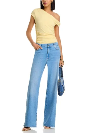 Le Slim Palazzo Long High Rise Jeans in Honeymoon