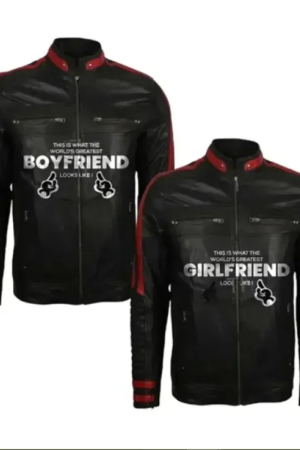 Look a Like Valentine Couple Black Leather Jacket
