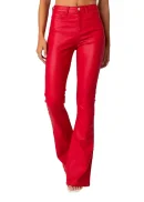 Luna Faux Leather Flare Jeans in Red